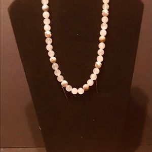 Rose quarts, sterling silver and sea jasper 6mm beads, 19 inches long